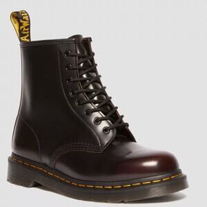 Dr Marten Arcadia Leather Combat Boots Dark Cherry Red 9